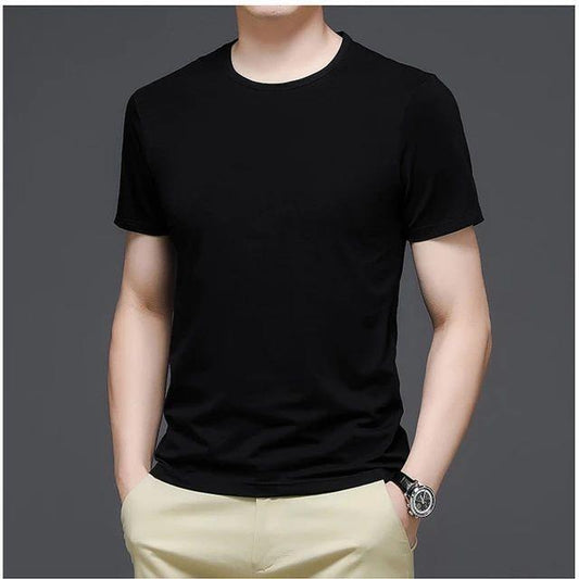 Men Black Cotton Jersey Plain T-Shirt