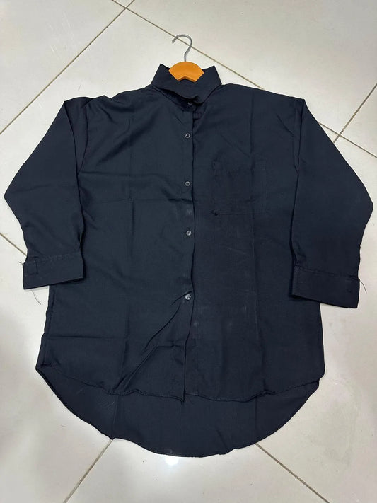 Black Silk Asymmetrical Shirt for Women