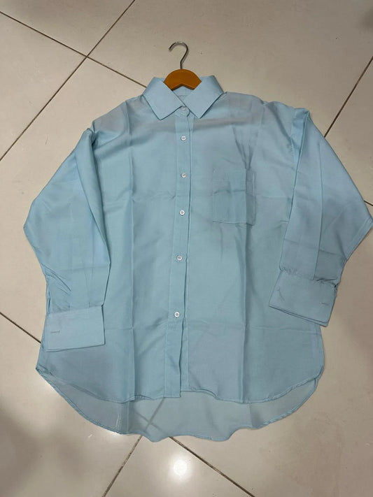 Blue Silk Button Down Shirt for women