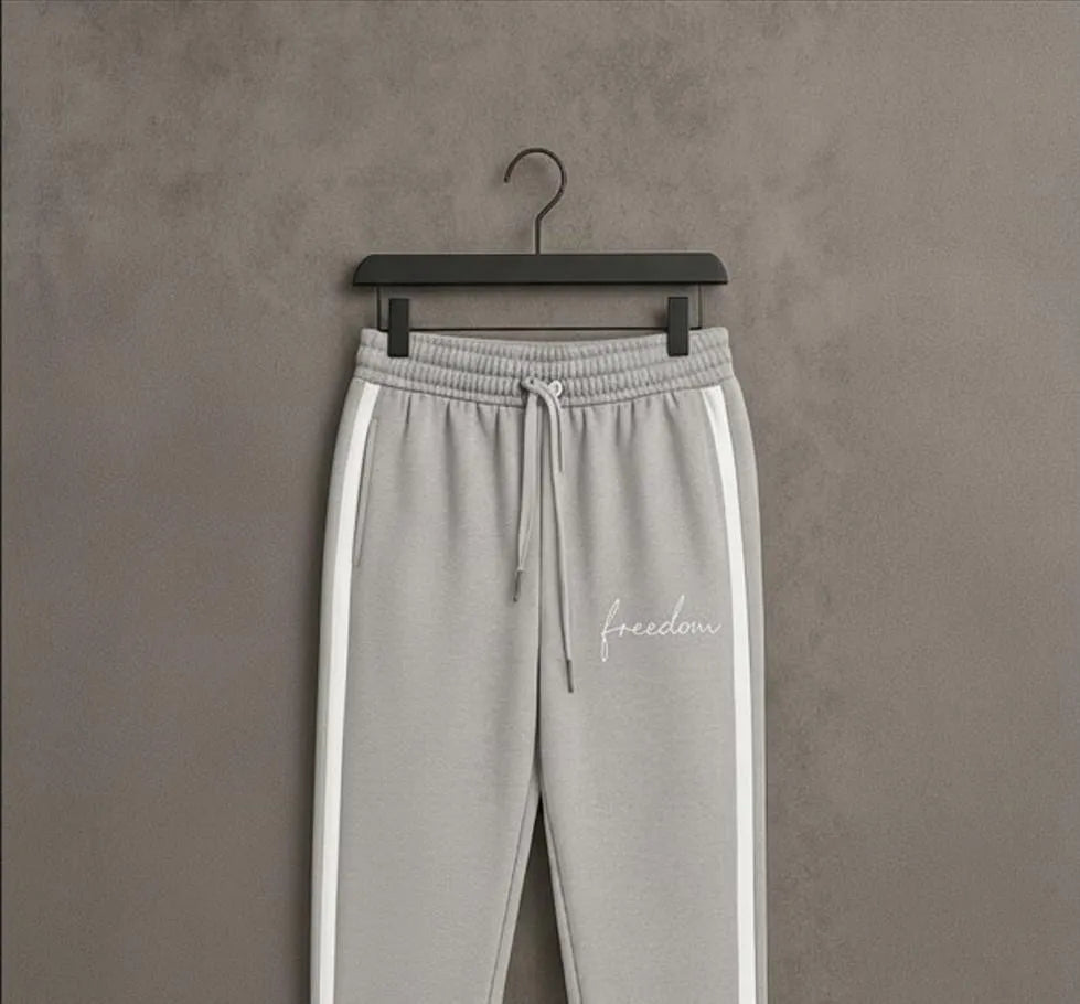 Men Grey Dri Fit Printed Joggers with Side Stripes