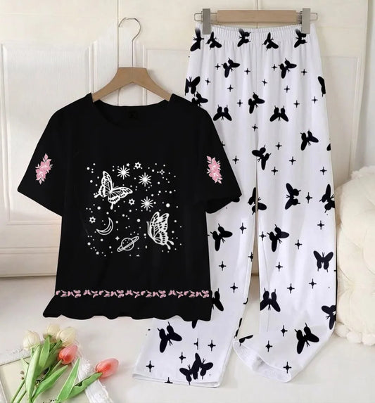 2 Pcs Women's Stitched Cotton Jersey Printed Night Suit