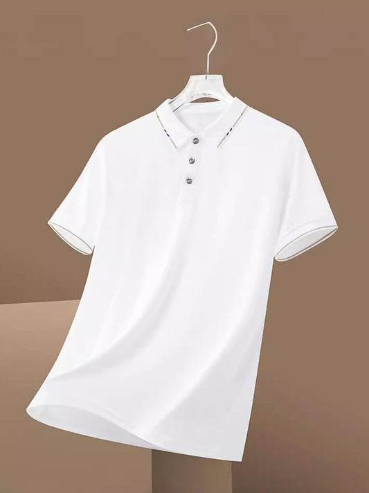 Men Loose Fit Polo T-Shirt Summer Casual