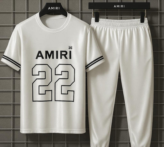 AMIRI Micro Interlock Track Suit White Black Accents