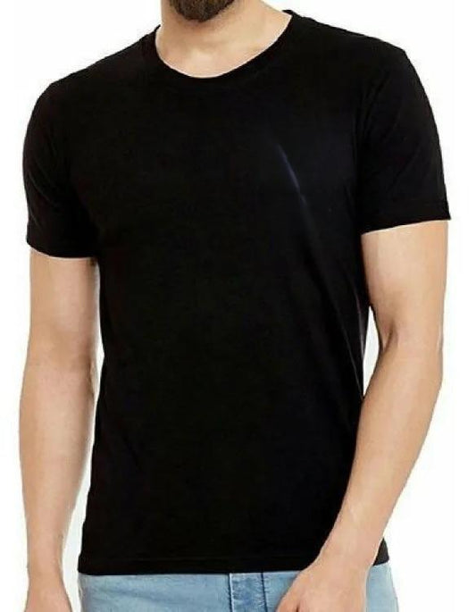 Men Black Cotton Jersey Plain T-Shirt