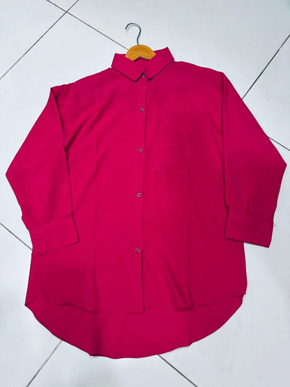 Women's Pink Silk Button Down Shirt