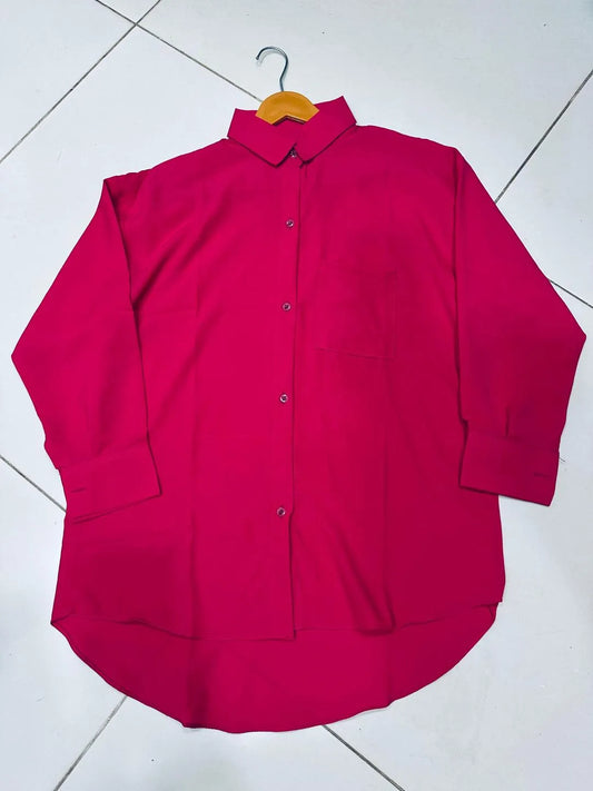 Women's Pink Silk Button Down Shirt