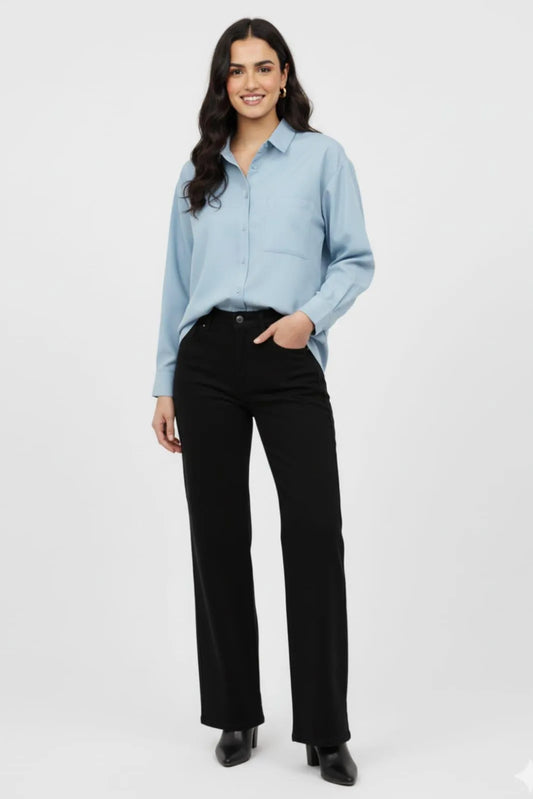 Blue Silk Button Down Shirt for women