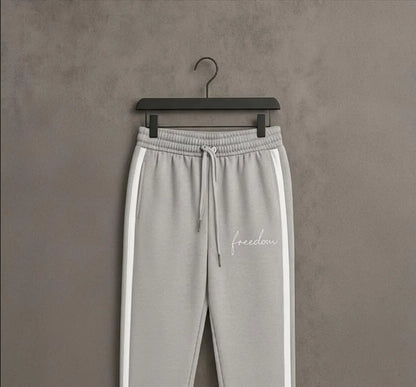 Men Grey Dri Fit Printed Joggers with Side Stripes