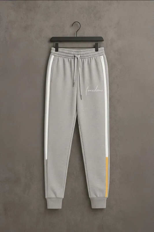 Men Grey Dri Fit Printed Joggers with Side Stripes