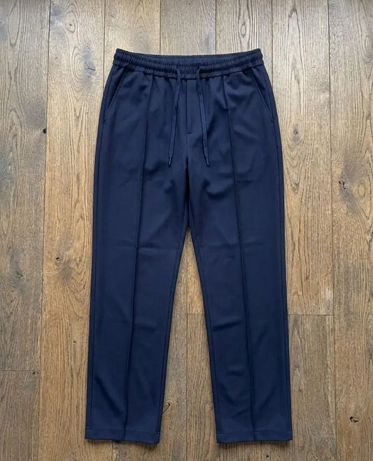 Men Navy Blue Drawstring Track Pants Casual Wear