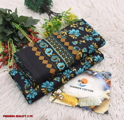 Stylish 2 Pcs Unstitched Printed Suit