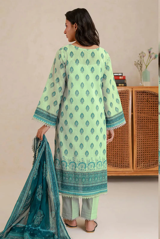 3 Pcs Women's Unstitched Printed Suit – Mint Green