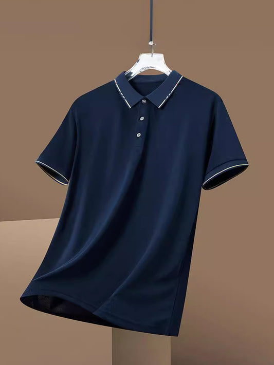 Men Loose Fit Polo T-Shirt Summer Casual