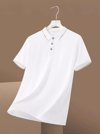 Men Loose Fit Polo T-Shirt Summer Casual